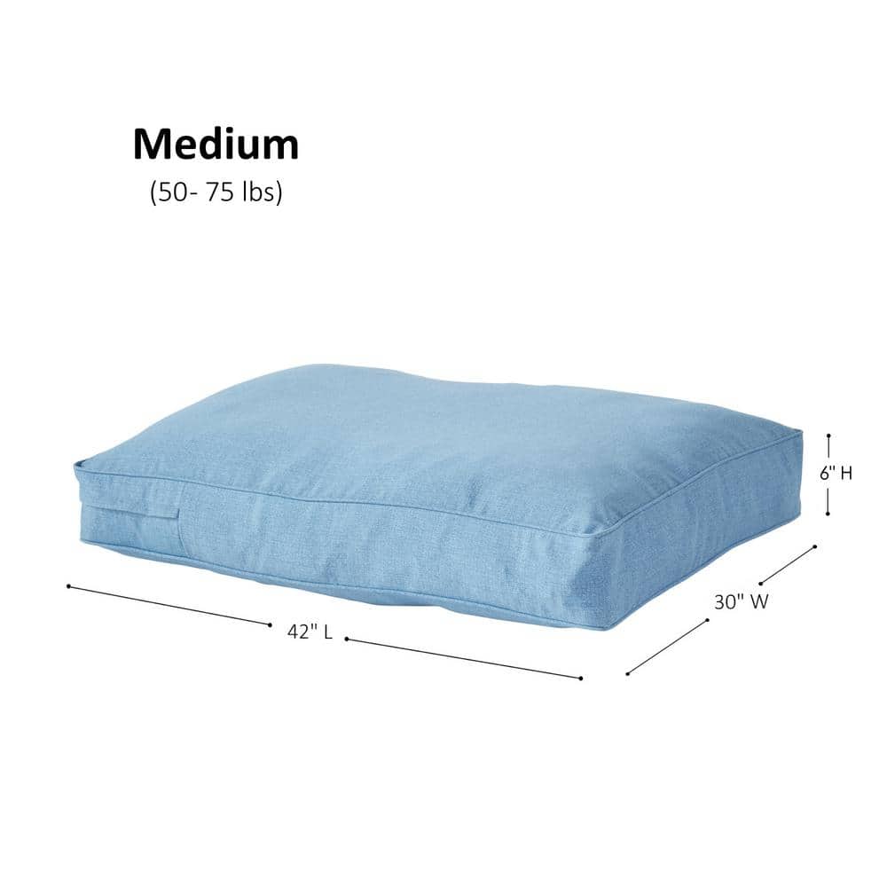 Medium Denim Polyester Outdoor Pillow Style Dog Bed