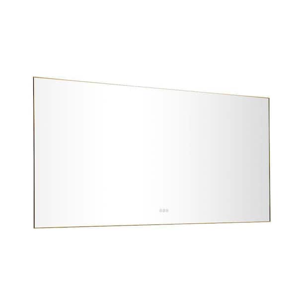 EPOWP 72 in. W x 36 in. H Large Rectangular Aluminium Framed LED Dimmable Wall Bathroom Vanity Mirror in Silver