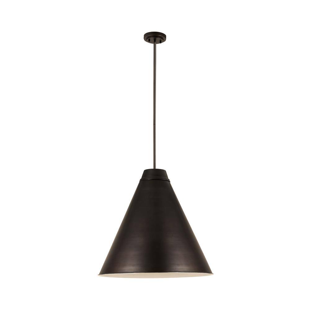 Eaton 24" Industrial Matte Black & Brushed Nickel Pendant Light