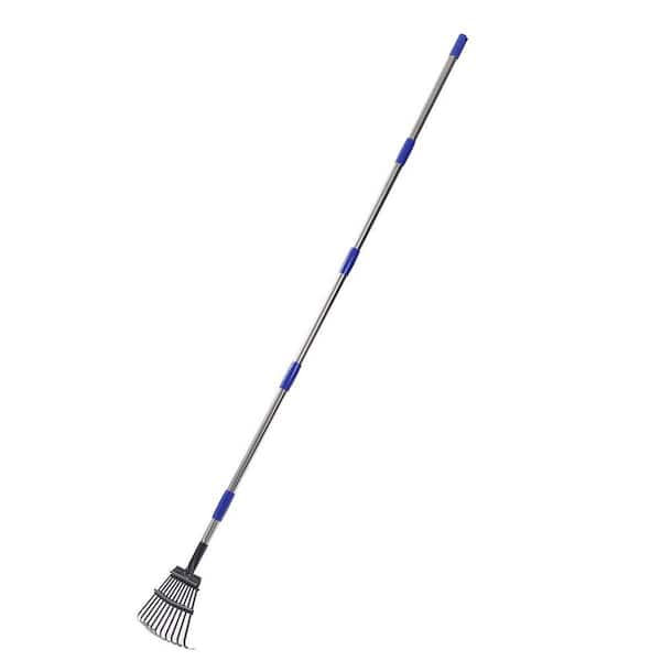 Dyiom 72 in. Tall Stainless Steel Heavy-Duty Adjustable Long Handle Garden Rake with 11-Tines