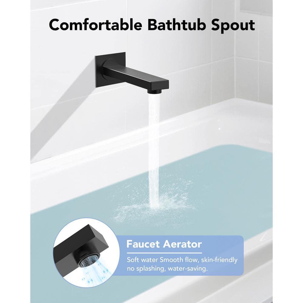 Matte Black Wall Mounted Rain Shower Faucet Set