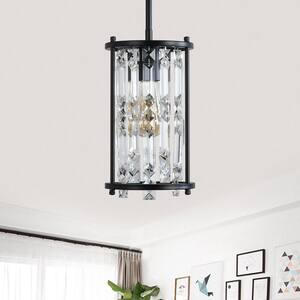 1-Light Black Unique Modern Metal Pendant with K9 Crystal Shade