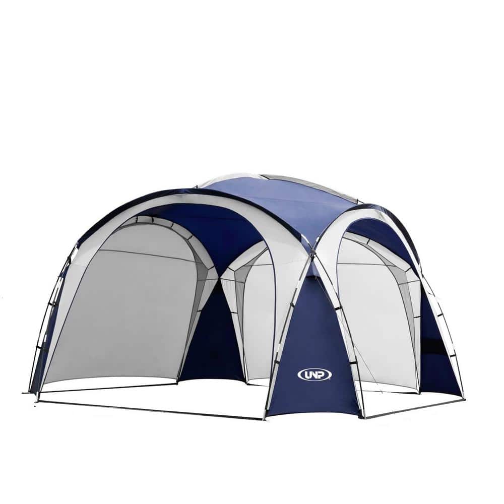 12 ft. x 12 ft. Blue Pop-Up Canopy with Side Wall, Ground Pegs, and Stabili