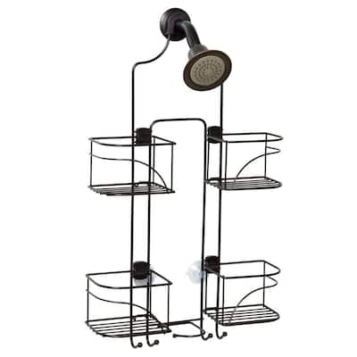 Home Zone 3-Tier Adjustable Shelves with Corner Shower Caddy Oil Rubbed Bronze