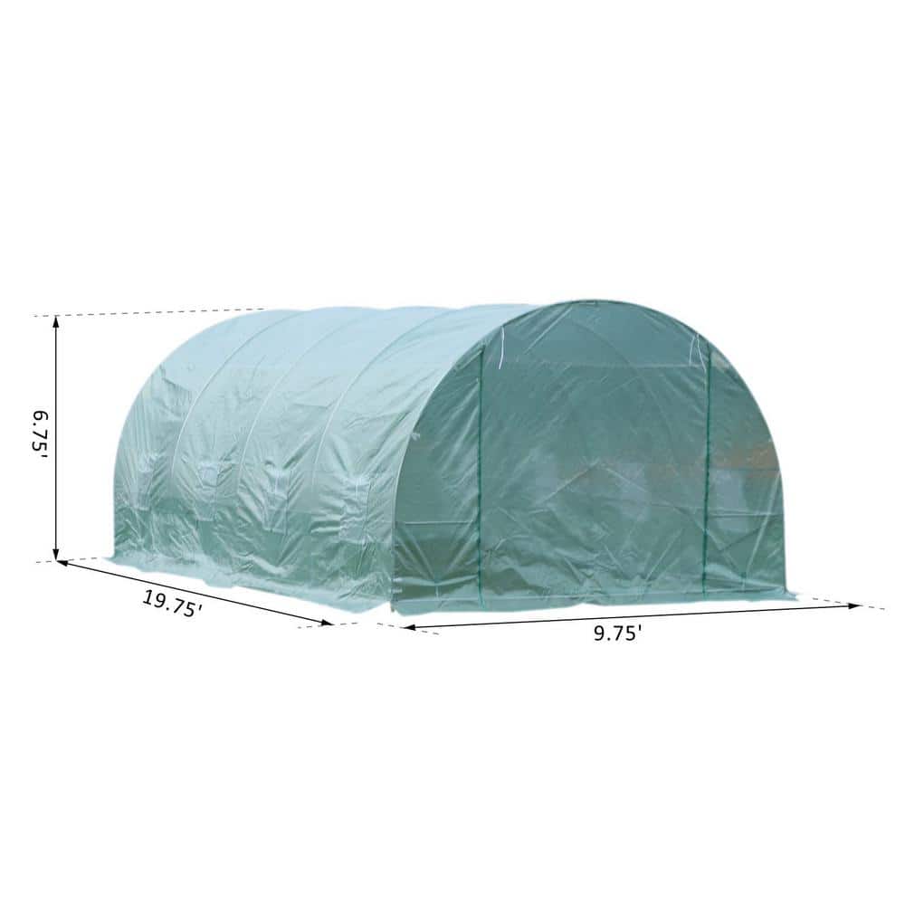 Large Green Steel Frame Walk-In Tunnel Greenhouse with Roll-Up Windows