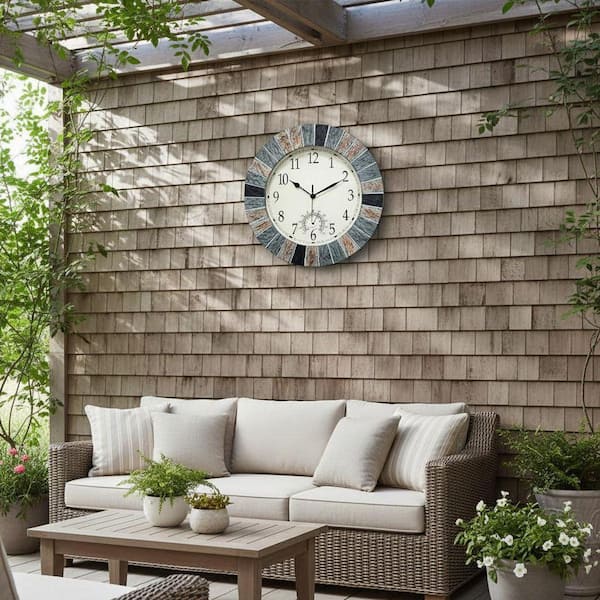 Outdoor Clock with Thermometer LINBQ227 - The Home Depot