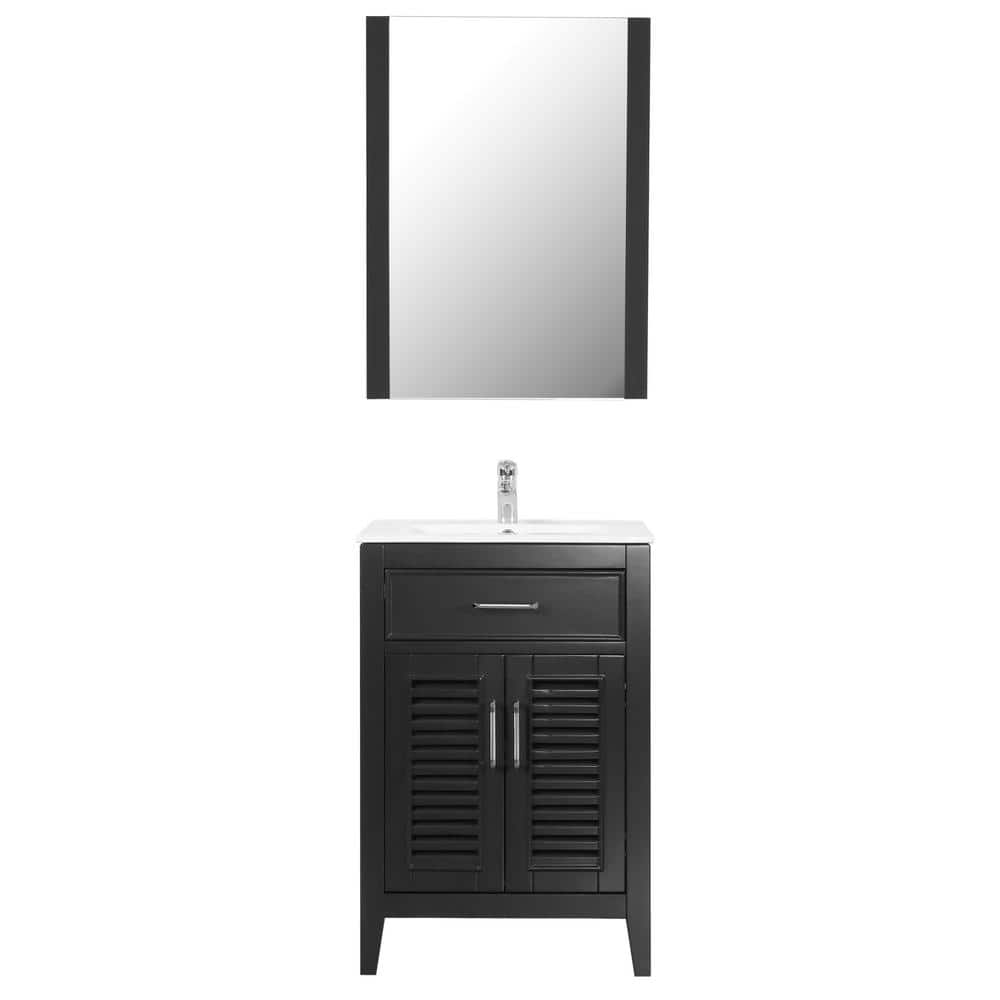 Marina 24 in. W x 18 in. D x 36 in. H Bath Vanity in Black with Ceramic Van