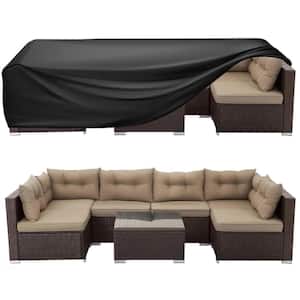 Heavy Duty Waterproof Tear Resistant Outdoor Patio Furniture Cover, Patio Sofa And Table Cover-Black,126 x 126 x 28in.