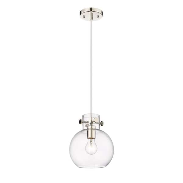 Newton Sphere 100-Watt 1 Light Polished Nickel Shaded Pendant Light with Clear glass Clear Glass Shade