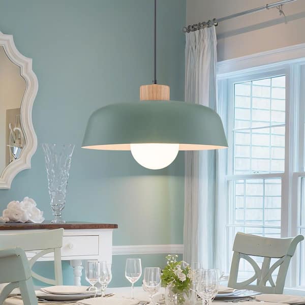 Detroit 1-Light Macaron Green Dimmable Pendant with Dome Metal Shade