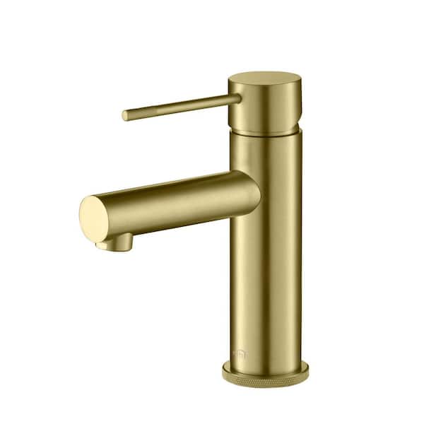 KIBI Single Hole Cubic Single Handle Bathroom Vessel Sink Faucet in Brushed Gold
