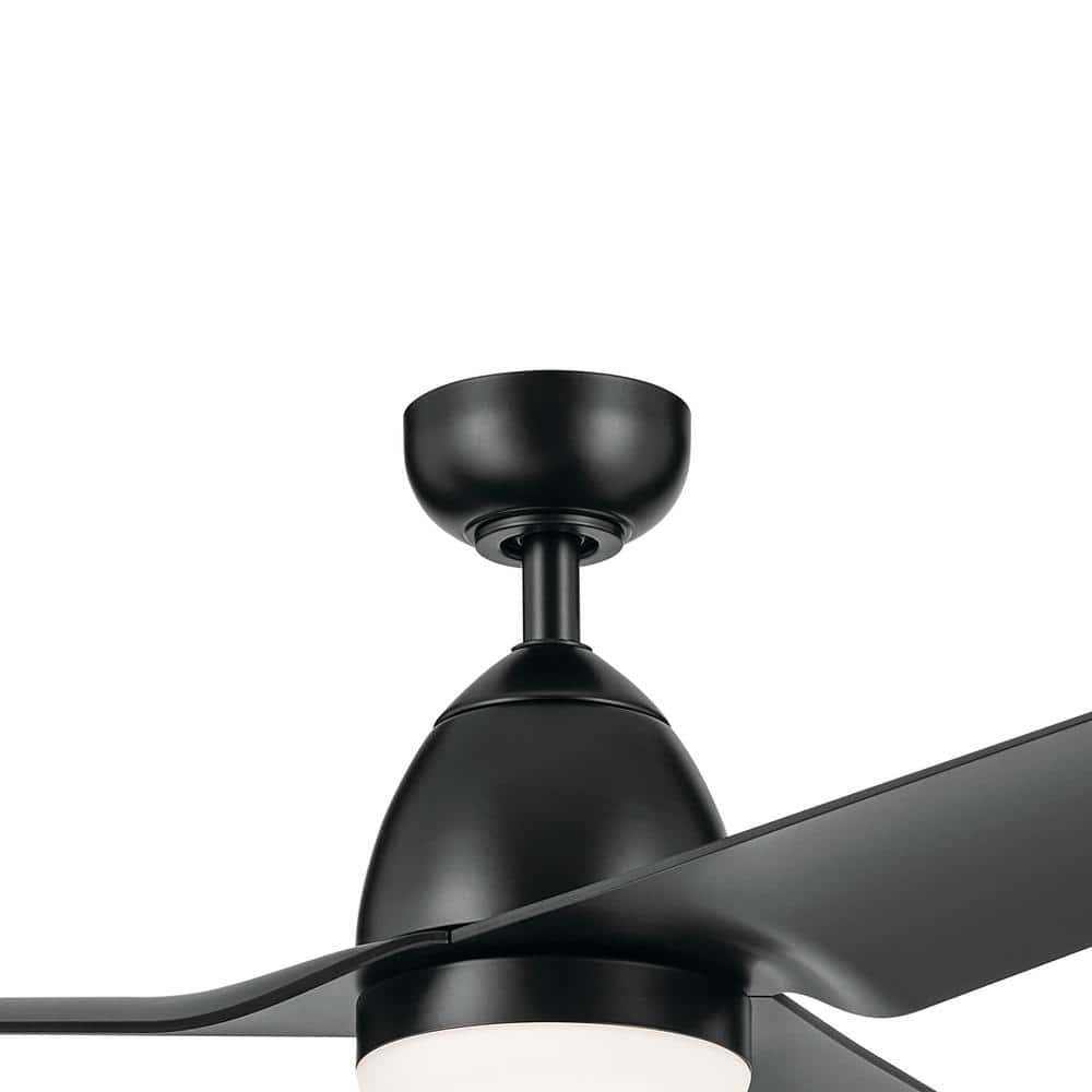 54-Inch Black Modern Ceiling Fan with LED Light and Remote