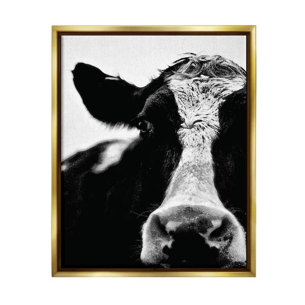 The Stupell Home Decor Collection Cow Black And White Close Up by ...