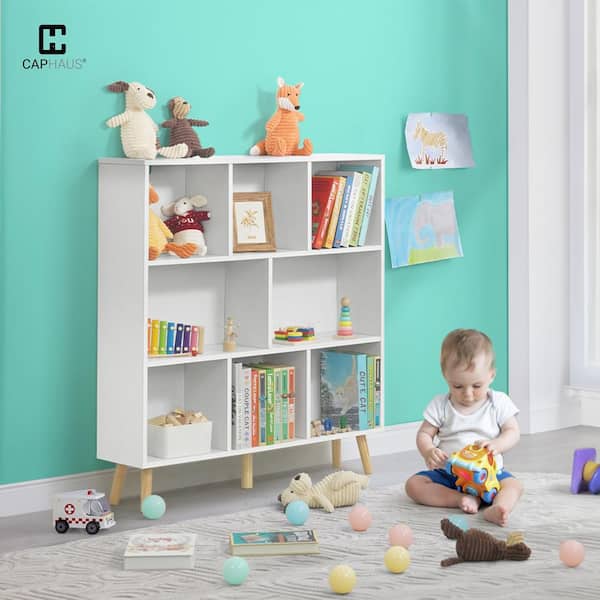 CAPHAUS 42.1 in. H x 39.4 in. W x 9.4 in. D White Wooden 8-Cube