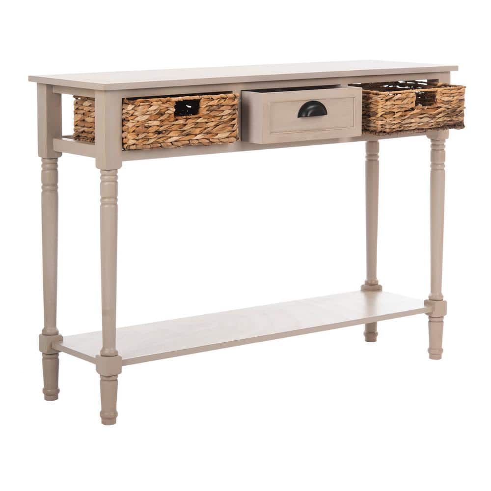 Christa Vintage Grey Wood Console Table with Storage