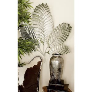 Silver Stainless Steel Glam Floral Wall Decor 35 in. x 36 in.