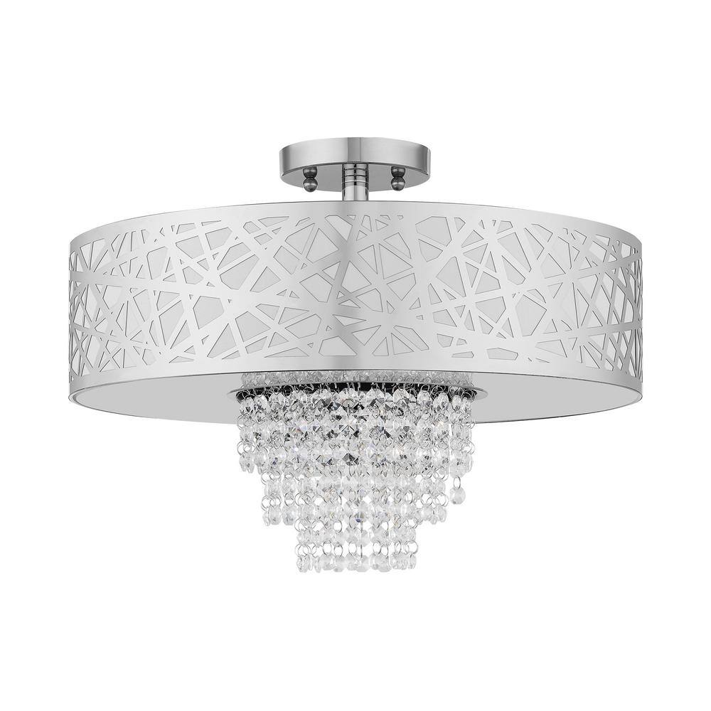Allendale 4-Light Polished Chrome Crystal Semi-Flush Mount
