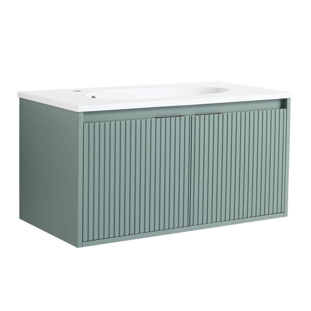 35.81 in. W x 18.18 in. D x 18.5 in. H Single Sink Floating Bath Vanity in 