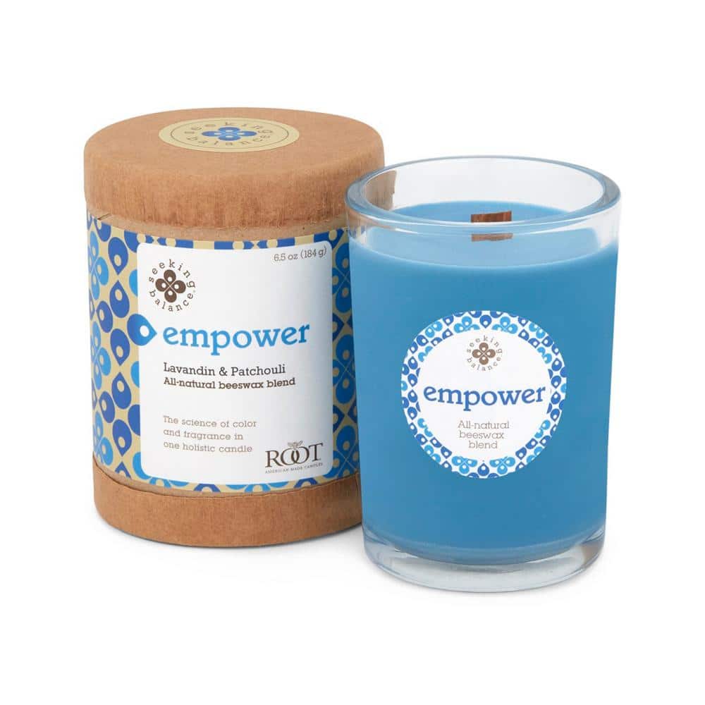 Empower Blue Glass Jar Scented Beeswax Soy Candle