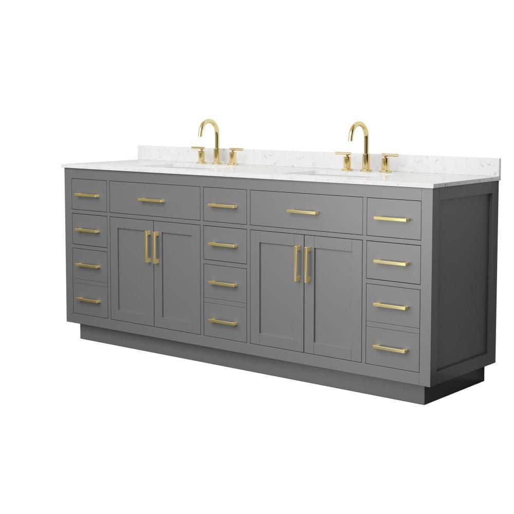 Beckett TK 84 in. Double Freestanding Dark Gray Bath Vanity with Top price history on PriceWatchPro
