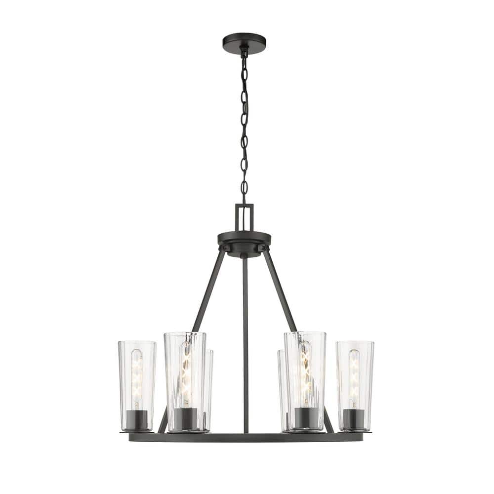 Titus 6-Light in Matte Black Chandelier with no bulbs included