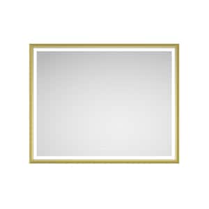 60 in. W x 48 in. H Rectangular Aluminum Framed Anti-Fog Dimmable LED Wall Mount Bathroom Vanity Mirror in Gold