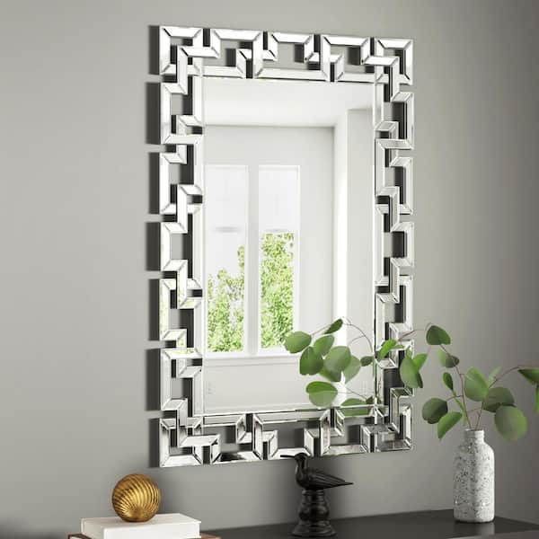 KOHROS 23.6 in. W x 35.4 in. H Rectangular Beveled Glass Decorative Frame Wall Mirror