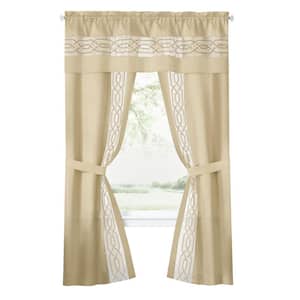 Paige 5-piece Tan Polyester 55 in. W x 84 in. L Light Filtering Curtain Set (Double Panel)
