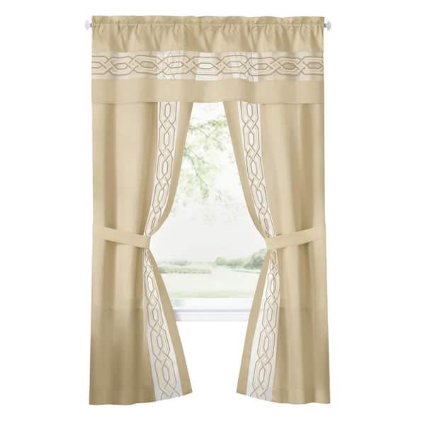 ACHIM Paige 5-piece Tan Polyester 55 in. W x 84 in. L Light Filtering Curtain Set (Double Panel)