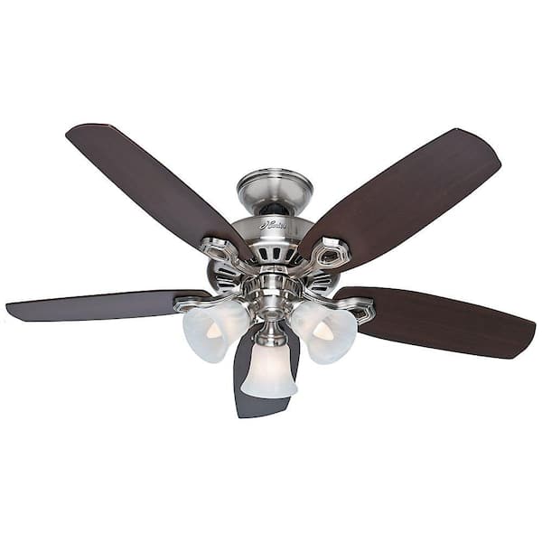 Hunter 42 In Indoor Brushed Nickel Builder Small Room Ceiling Fan With Light Kit 52106 The