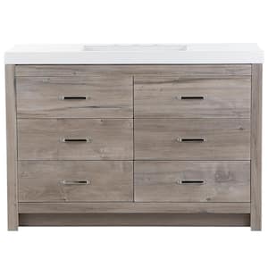 Woodbrook 49 in. W x 19 in. D x 34 in. H Single Sink Bath Vanity in White Washed Oak with White Cultured Marble Top