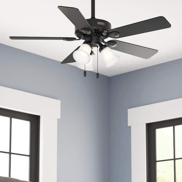 Hunter Swanson 44 in. ENERGY STAR Matte Black Indoor Ceiling Fan with LED Light Kit and Pull Chain