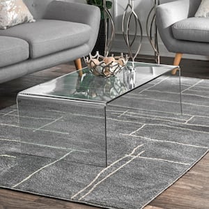 Vincente Contemporary Abstract Gray 5 ft. x 8 ft. Area Rug