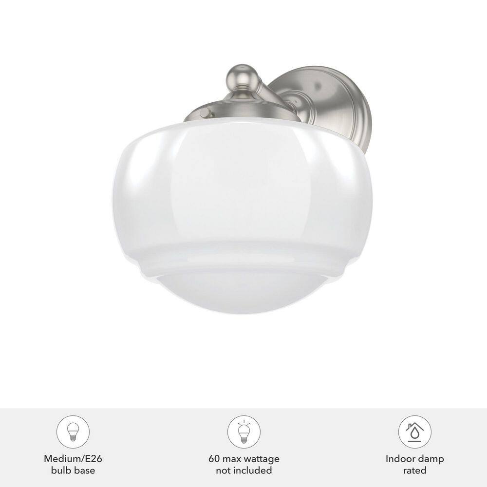 Saddle Creek Brushed Nickel Schoolhouse 1-Light Sconce