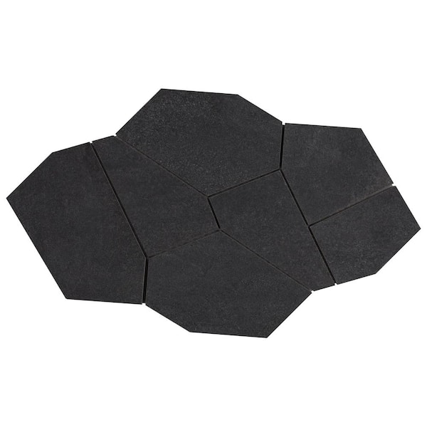 Ivy Hill Tile Monolith Charcoal Black 4 in. x 0.35 in. Organic Pattern Matte Porcelain Mosaic Floor and Wall Tile Sample