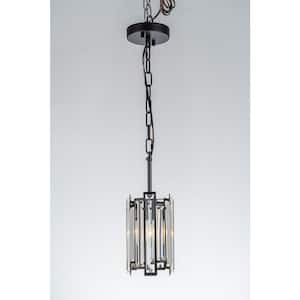 Charlene 1-Light Black Modern Mini Pendant Light with Crystal Shade