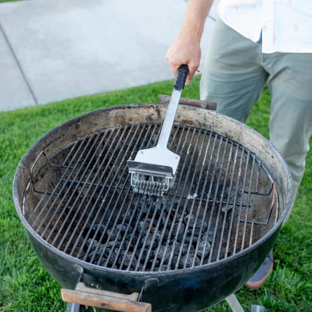 Extra-Long Stainless Steel Grill Brush and Coal Rake