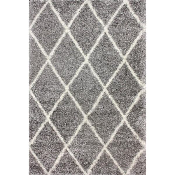 Everly Geometric Shag Ash 4 ft. x 6 ft. Area Rug