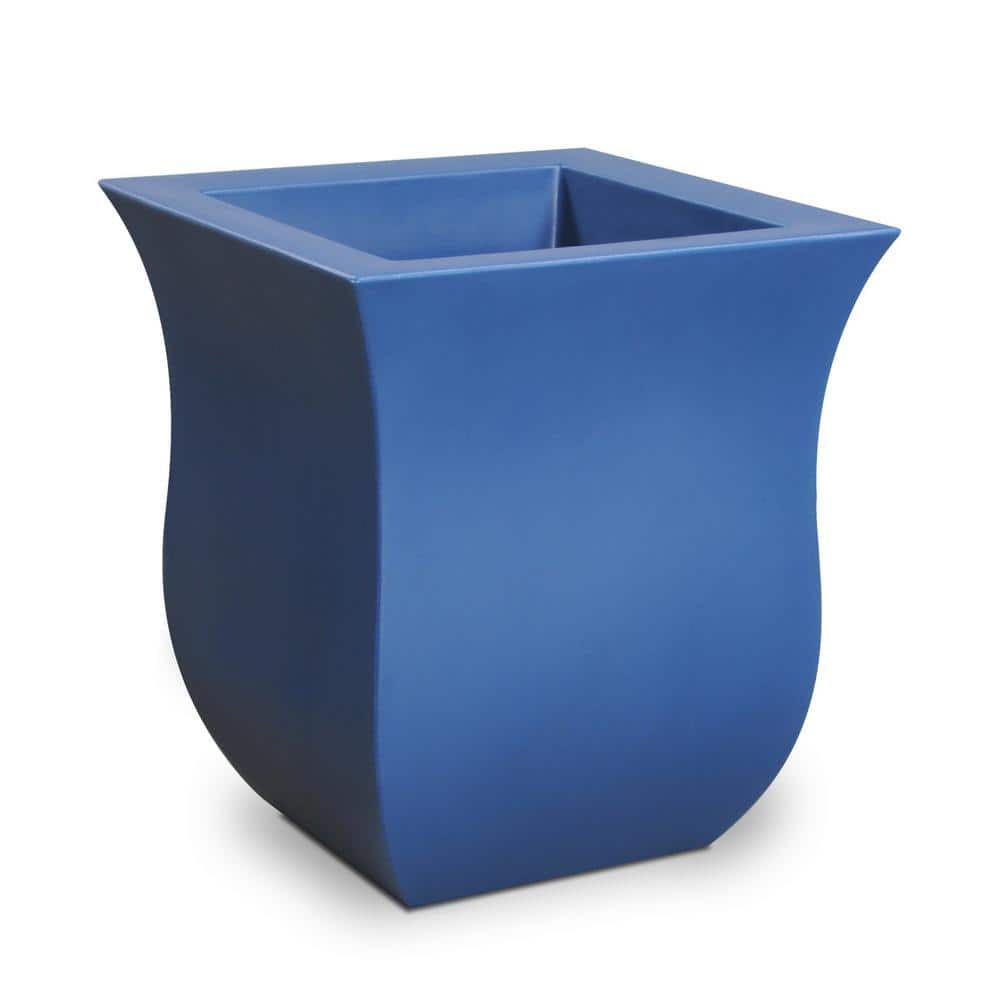 Valencia Neptune Blue Tulip-Shaped Polyethylene Planter, 16" x 18"