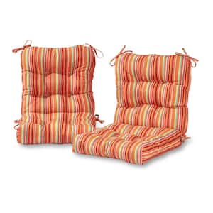 Watermelon Stripe 21 in. x 42 in. Outdoor Dining Chair Cushion (2-Pack)