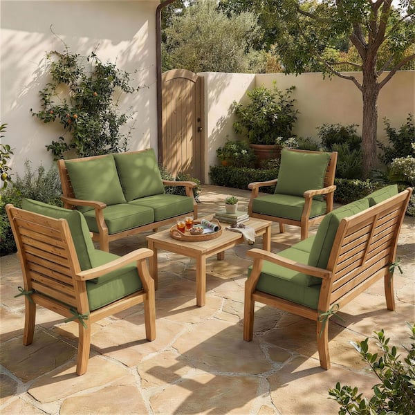 24 in. x 24 in. (Set of 6) Outdoor Chair Cushion Set Premium Waterproof Patio Sofa Seating with Backrest Light Green