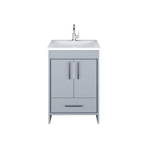 Capri 24 in. W x 22 in. D Bathroom Vanity in Gray with Microstone Vanity Top in White with White Basin