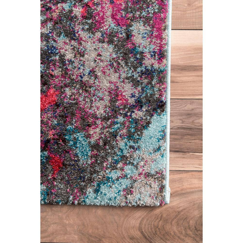 Modern Abstract Blue 62"x24" Easy-Care Synthetic Area Rug