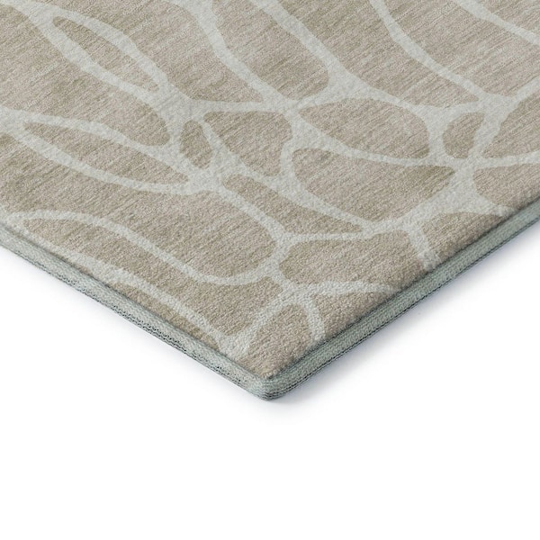 Mayfield Premium Machine Washable Abstract AMF1024 Beige 2 ft. 3 in. x 7 ft. 6 in. Runner Rug
