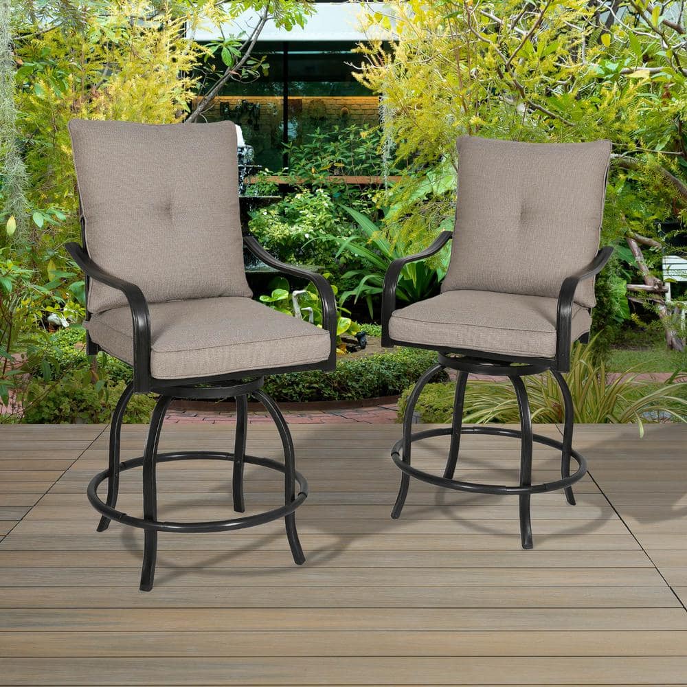 ULAX FURNITURE Swivel Metal CounterHeight Outdoor Bar Stools with