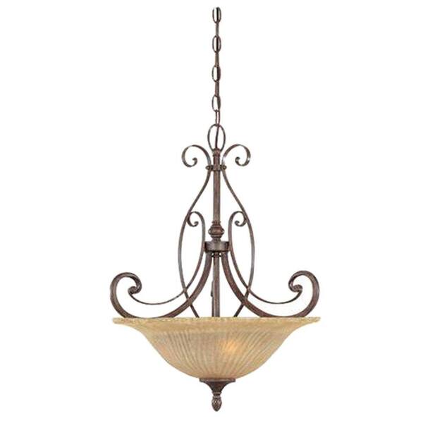 Designers Fountain Quinby Collection 3-Light Warm Mahogany Hanging Pendant