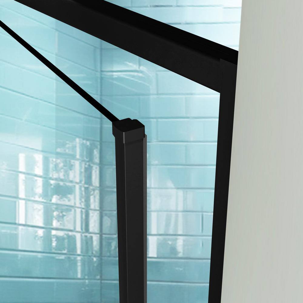 Matte Black Semi-Frameless Pivot Shower Door with Clear Glass