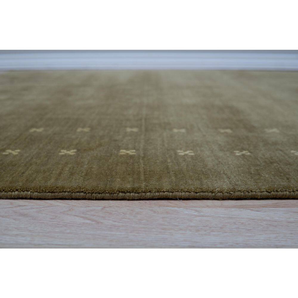 Green Hand-Knotted Wool 9' x 12' Area Rug