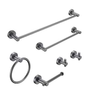 6-Piece Wall Mounted Bathroom Accessories, Bath Hardware Set with Mounting Hardware, Rust Proof in Gray