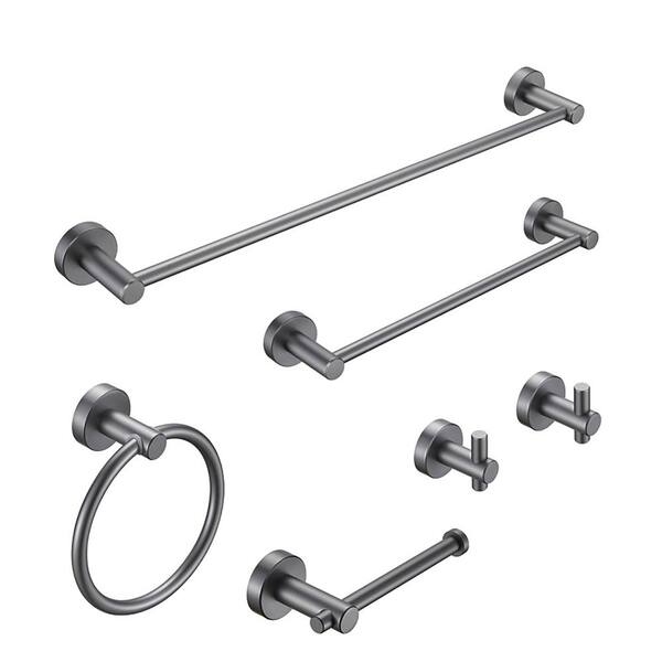 Adrinfly 6-Piece Wall Mounted Bathroom Accessories, Bath Hardware Set with Mounting Hardware, Rust Proof in Gray